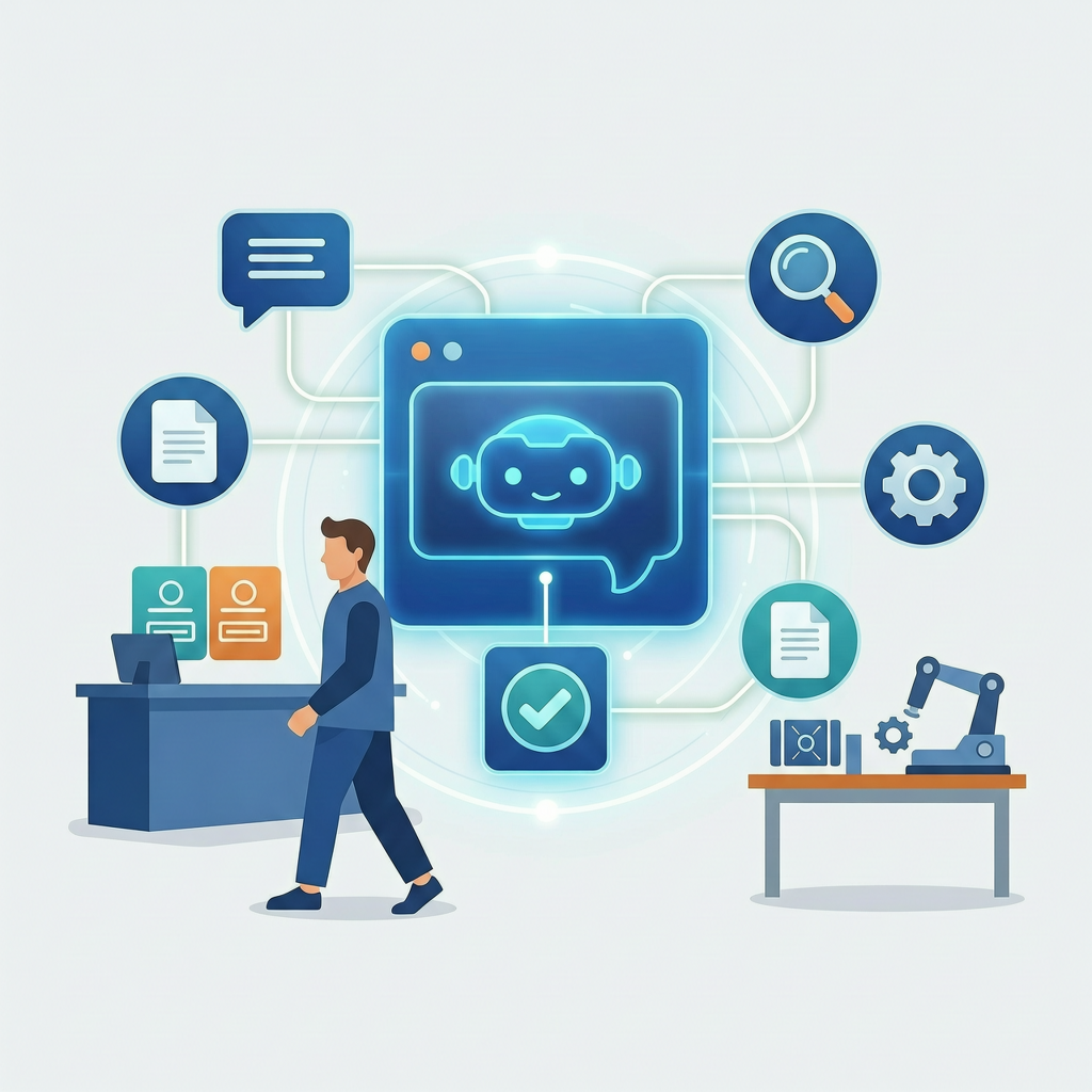 AI assistant answering technical support questions with cited sources