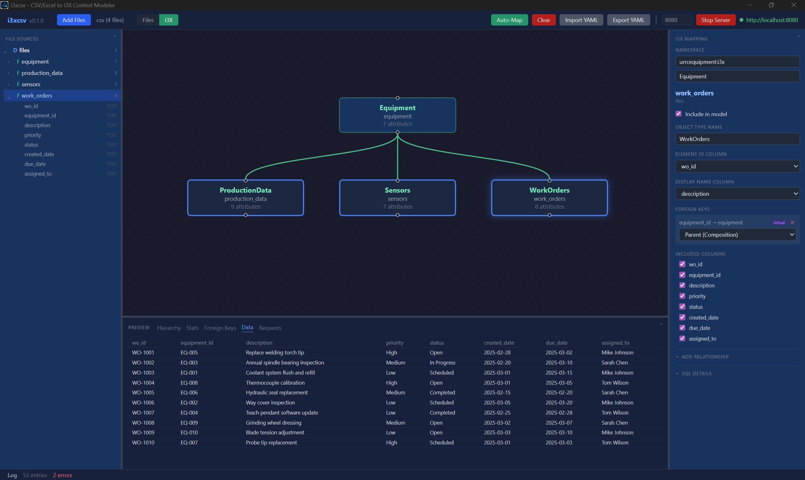 i3xcsv CSV and Excel to API screenshot